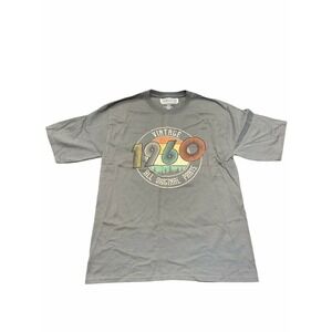 Hanes T-Shirt Mens Medium Gray Vintage 1960 All Original Parts Retro Graphic Tee